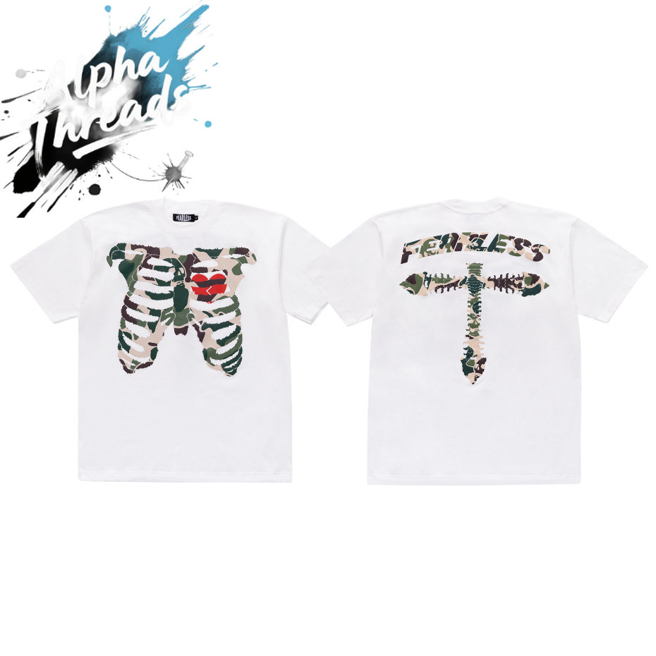 (จัดส่งตลอด 24 ชั่วโมง) FEARLESSBKK BONE CAMO WHITE T-SHIRT