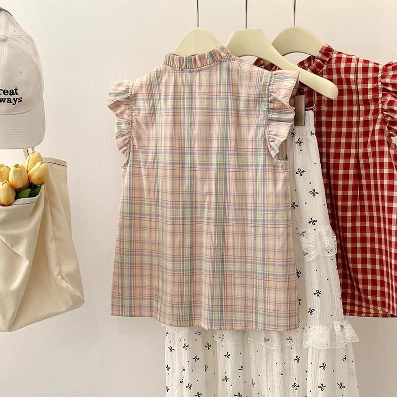 shayne-ฤดูร้อนใหม่ เสื้อสุภาพสตรี ตาหมากรุก ประเภทรุ่นหลวม หวาน น่ารัก แฟชั่นสบาย ๆ เวอร์ชั่นเกาหลี - รูปที่ 2