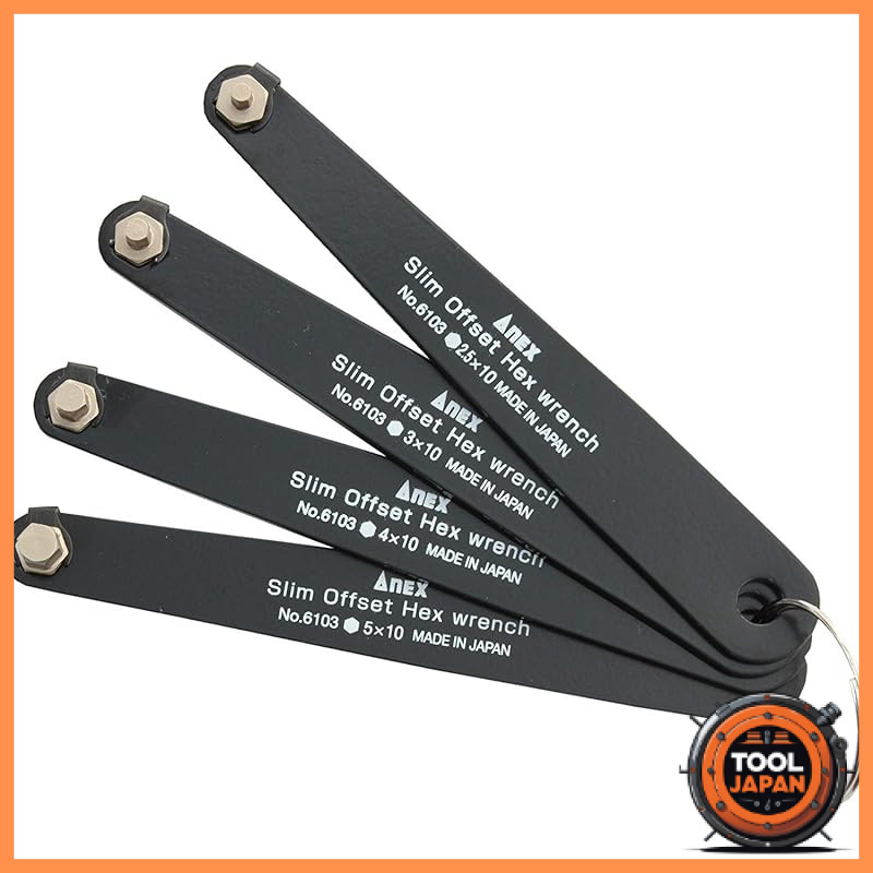 Anex hex wrench slim offset type set of four (2.5/3/4/5mm) No.6103-F