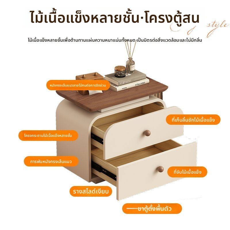 โต๊ะข้างเตียง โต๊ะข้างโซฟา ไม้เนื้อแข็ง ทนต่อการสึกหรอ กันน้ำ โต๊ะห้องนอนเรียบง่าย ทันสมัยและเรียบง่าย - รูปที่ 2