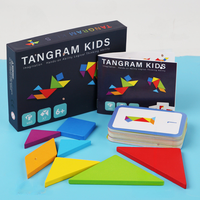 69 ชิ้นไม้ Tangram เกมกระดานปริศนาเรขาคณิตคณิตศาสตร์เพิ่มทักษะความรู้ความเข้าใจของเล่นเพื่อการศึกษา