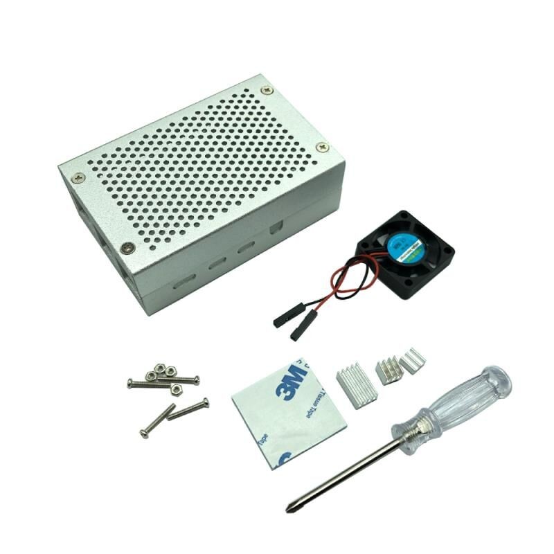Raspberry Pi 4 Case Aluminium Alloy Metal 4b + Case + Raspberry Pi4 Chassis Cooling Box Accessories