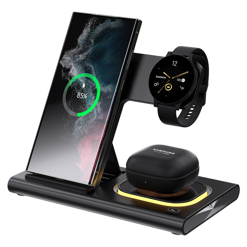 HaaYot Galaxy Watch เครื่องชาร์จไร้สายแบบพับได้ 3 in 1, Apple Watch,IPhone 16 15 & Galaxy S25 Ultra S24,แท่นชาร์จเอียร์บัด