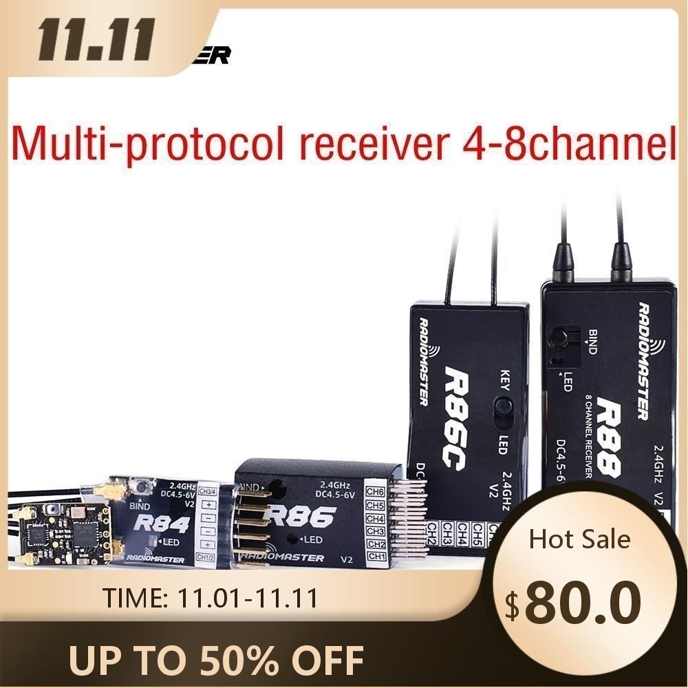 ต้นฉบับ RobotRadioMaster R81 R84 R86 R86C R88 V2 2.4GHz Over 1KM SBUS Nano Receiver ใช้งานร่วมกับ Fr