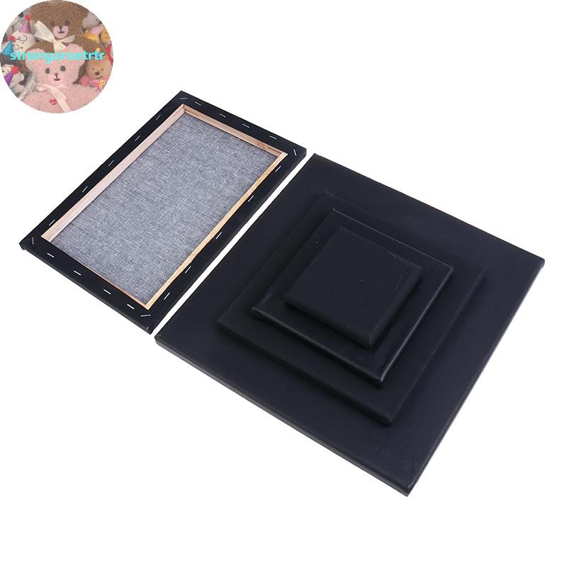 Strongaroetrtr Black Blank Square Artist Canvas สําหรับผ้าใบภาพวาดสีน้ํามันกรอบไม้ TH