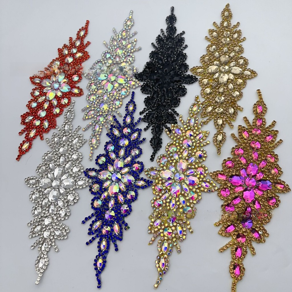 1 ชิ้นคริสตัล Glitter Rhinestone แพทช์เหล็ก สำหรับการประดับแต่งงานและกระเป๋า DIY และศิลปะหัตถกรรม
