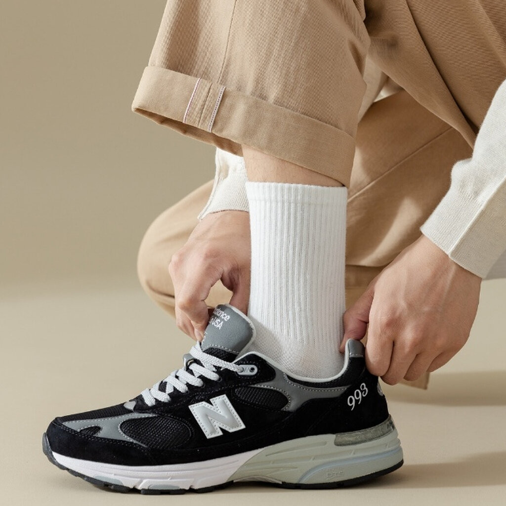 ถุงเท้าข้อยาวผู้ชาย #33 (ผู้หญิงใส่ได้) ผ้าฝ้าย 80.0% สีพื้น เนื้อหนานุ่ม สไตล์มินิมอล คุณภาพดีมาก - รูปที่ 2