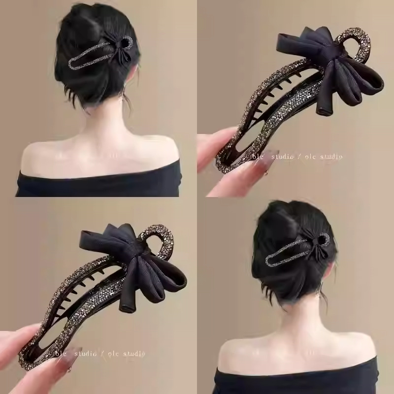 T Classy Bow Hairpin คว้าคลิปหญิงกลับหัวขี้เกียจผมเครื่องมือ Duckbill คลิปแบนคลิปอุปกรณ์เสริมผม