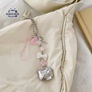 น่ารักสไตล์เกาหลี สายคล้องโทรศัพท์ลายคิตตี้สีชมพู ดีไซน์น่ารัก น่ารัก เชือกแขวนโทรศัพท์ Ccd เชือกคล้องโทรศัพท์มือ