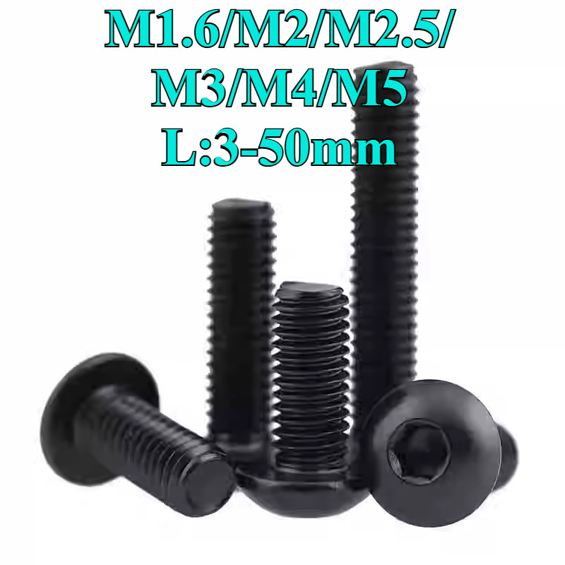 ((LXY) น็อต สกรู หัวจมกลม สีดำ เกรด 12.9 เกลียวมิล หยาบ  / Button Head Hexagon Socket Machine Screw 