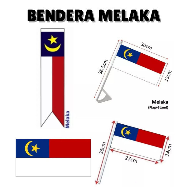 SalesWithJoyBendera Melaka Hand Flag / Spring Flag / Car Flag / Bunting Bunch Flag Melaka / 2x4ft 3x