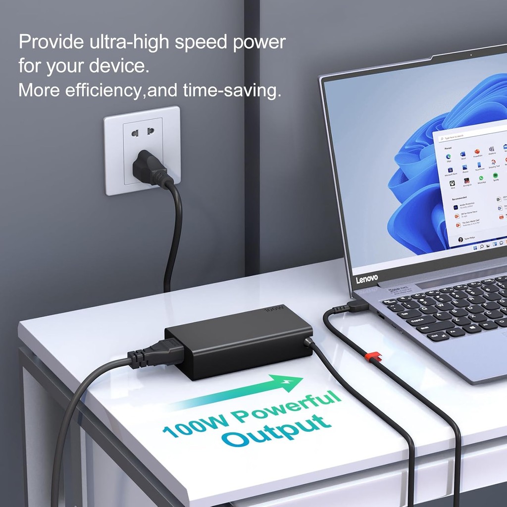 เครื่องชาร์จ USB C 100W เข้ากันได้กับ Lenovo Yoga 9 9i 7 7i,ThinkBook 15 16,Yoga Slim 7 Pro,ldeapad 