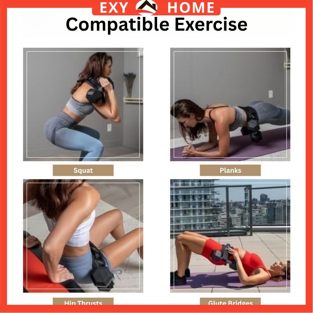 Tali Pinggang Senaman Latihan Pinggul Weighted Training Dumbbell Strap Hip Thrust Belt