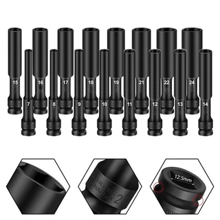 ลูกบล็อกยาวพิเศษ ลูกบ๊อกบล็อกลม ยาว128mm 1/2นิ้(4หุน) 8,10,12,14mm Hex Shank impact socketลูกบ๊อก บล็อกลม ชุดลูกบล็อกยาว
