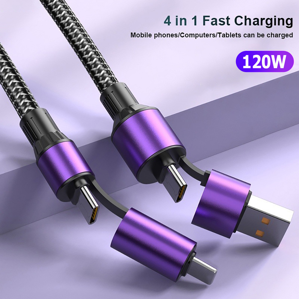 สายชาร์จ ชาร์จไว 120W 4 in 1 สายชาต Fast Charger Cable สายชาร์จ type c