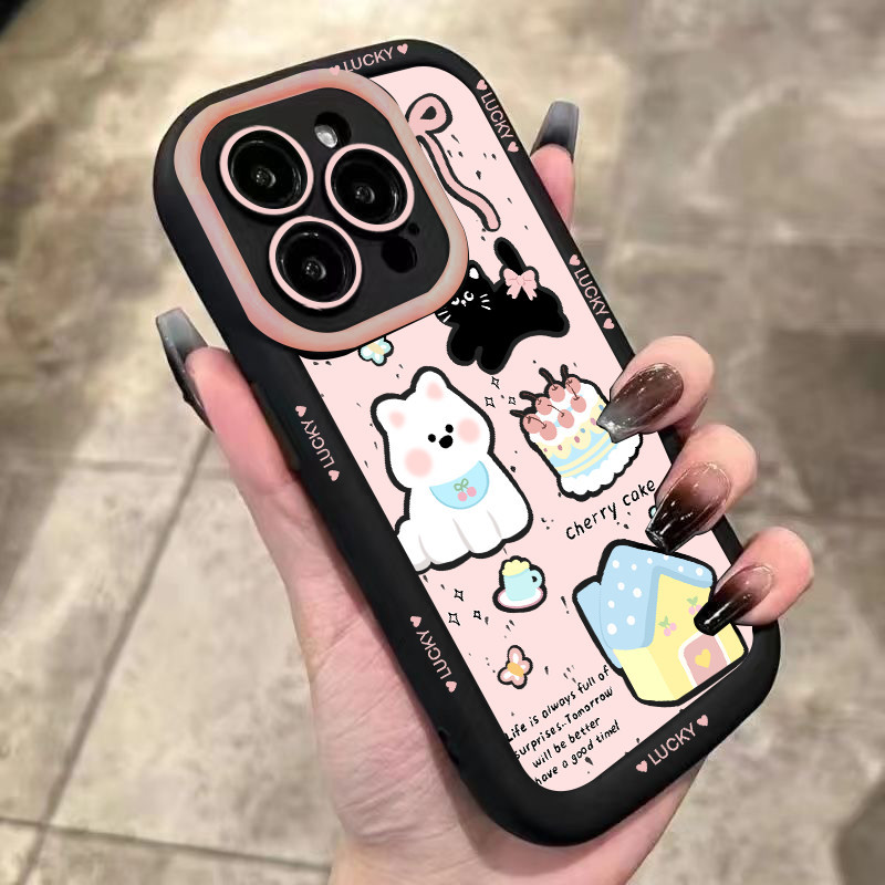 🔥POPPA🔥สำหรับ iPhone 11 Pro Max  16 Plus iPhone 13 Pro Max 11 14 12 xr xs เคสโทรศัพท์นุ่มน่ารัก