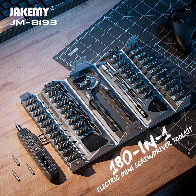 JAKEMY JM-8193 180-in-1 ไฟฟ้า Mini Precision ไขควง Toolkit มัลติฟังก์ชั่นสําหรับซ่อมกล้องโทรศัพท์ Mi