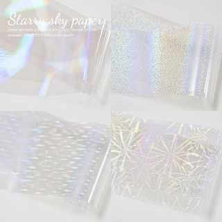 แก้วแต่งเล็บ กระดาษถ่ายโอนลูกอมสีสันสดใส Magic Mermaid Polarized Five-pointed Star เลเซอร์สีสันสดใส Aurora Nail Starry Sky Paper
