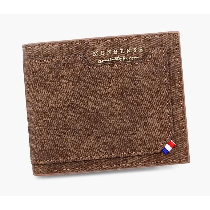 [Mall AKJS44] MB27 Mens Wallet Men Bense signature Men Wallet - สีน้ําตาลอ่อน