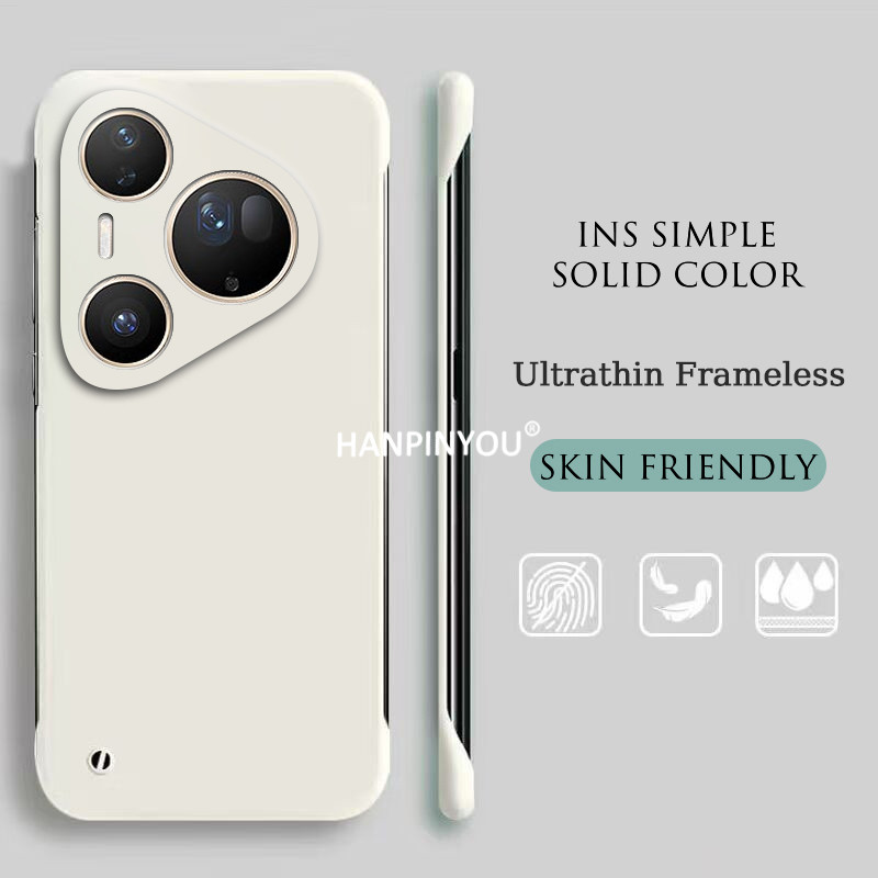 INS สีทึบเรียบง่ายผิว Frameless สําหรับ Huawei Pura 80 Ultra 70 Pro Plus Ultra Thin Anti-Fingerprints กันกระแทก Hard PC Matte Cover