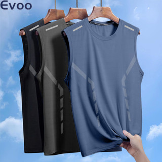 Evoo M-5XL Plus Size Workout Tank Men's Quick Dry Ice Silk Vest Mesh Sleeveless Shirt Gym Tops Summer Breathable Blue Black White Grey Streetwear