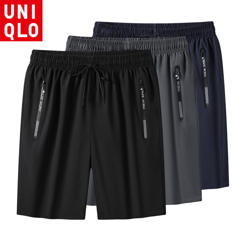 UNIQLOกางเกงขาสั้นผ้าไหมน้ำแข็งบุรุษ สบายเมื่อสวมใส่ สี่ด้านยืดหยุ่นและแห้งเร็ว เหมาะสำหรับกิจกรรมกลางแจ้งและการแต่งตัวลำลอง