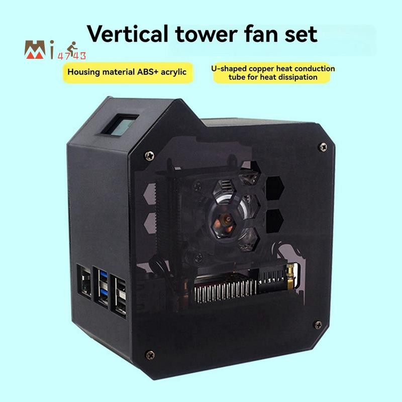 Mi4743For 5 ABS Mini Tower Fan Kit JST 4 Pin Port Fan Kit พร้อมชุดจอแสดงผล OLED 0.96 นิ้ว