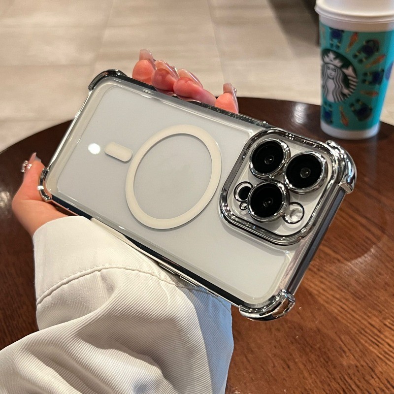 สําหรับ OPPO A17 A18 A38 4G A97 A17K เคสโทรศัพท์ TPU แหวนบางชาร์จแม่เหล็กสี่มุม anti drop โปร่งใส soft shell 011 - รูปที่ 3