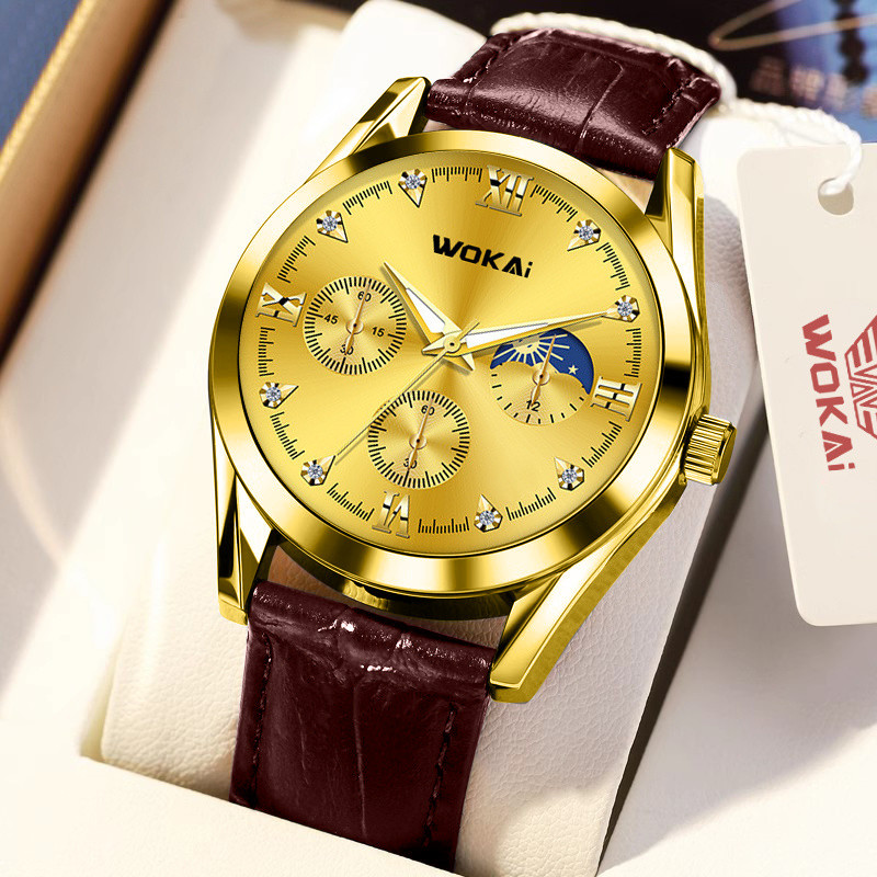 WOKAI/WOKAI นาฬิกาผู้ชายการเคลื่อนไหวอัตโนมัติหรูหราธุรกิจระดับไฮเอนด์นักเรียนมัธยมต้นควอตซ์