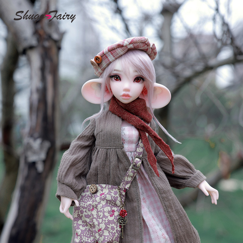 สไตล์ฤดูใบไม้ร่วง Shuga Fairy Yudit 1/4 ตุ๊กตาBJDของเล่นหูใหญ่และตาโตตุ๊กตาBjdครบชุดBjd 1/4