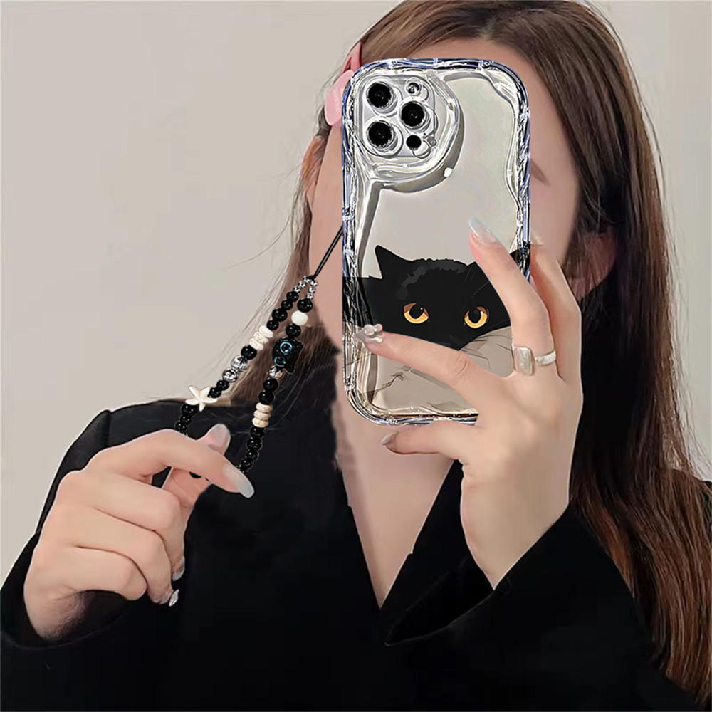 สีดําขี้เกียจลูกแมวสําหรับiPhone 16 Pro Max iPhone 16 iPhone 16 Plus iPhone 16 Pro iPhone 11 iPhone 