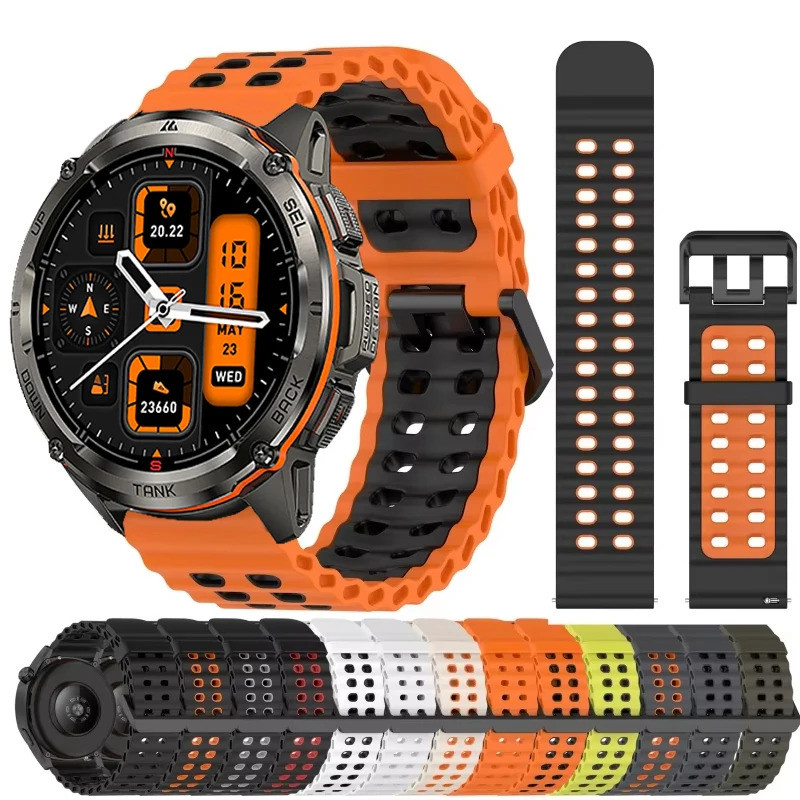 22mm Breathable กีฬาสร้อยข้อมือซิลิโคนสําหรับ KOSPET ถัง T3 Ultra 2 M3 สายนาฬิกาสําหรับ KOSPET ถัง T2 M2 Correa Band