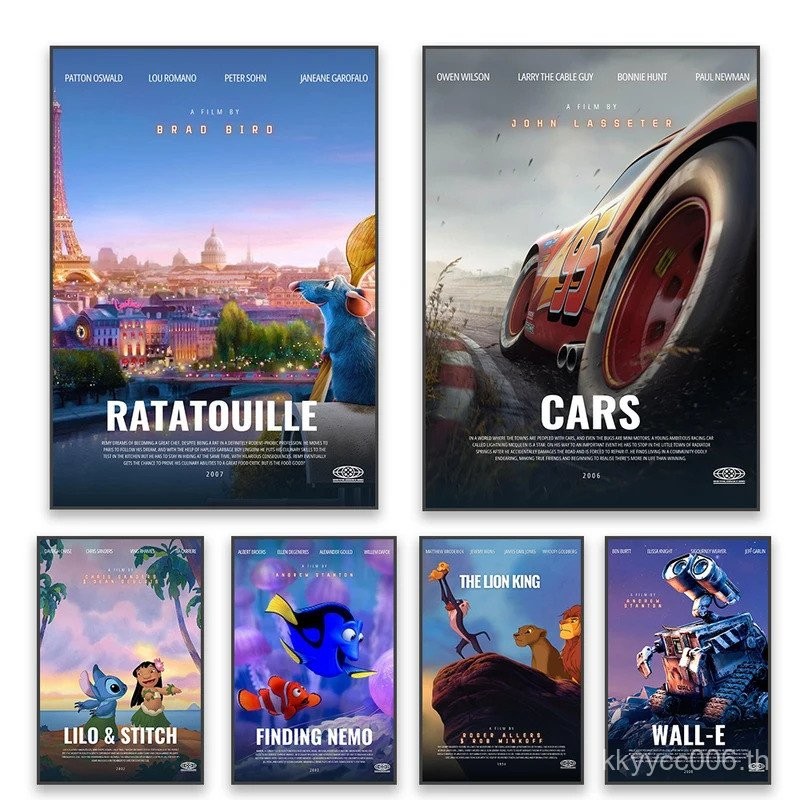 Lilo & Stitch ภาพวาดผ้าใบ Disney Cars 2006 Lightning McQueen โปสเตอร์ Ratatouille 2007 Lion King พิม