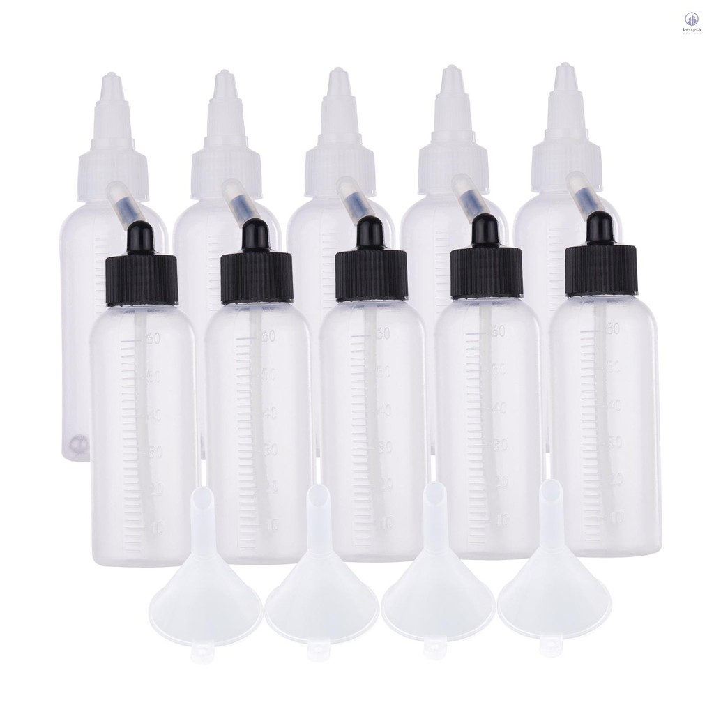 10pcs 65ml Airbrush สีขวดและขวด 4 ชิ้นช่องทาง Scale Line ใช้งานร่วมกับ Iwata Badger Paasche Dual Act