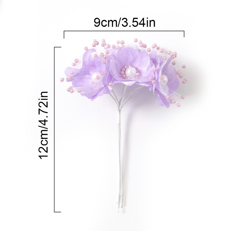 6 ชิ้น/ล็อตประดิษฐ์ชีฟองดอกไม้ Pearl Sakura Bouquet Xmas ของขวัญตกแต่งงานแต่งงานตกแต่งบ้าน DIY Scrapbooking Garland พวงหรีด - รูปที่ 2