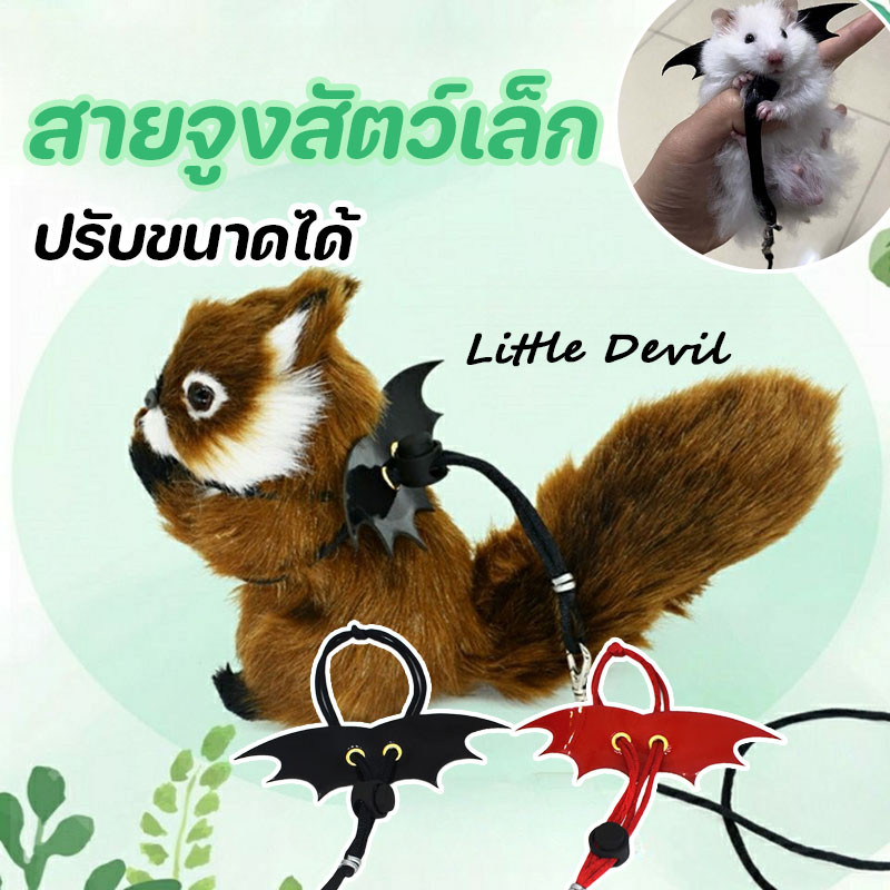 เชือกจูงสัตว์เลี้ยงขนาดเล็ก สายจูงสัตว์เล็ก Little Devil 1.5 ม. เชือกจูงสัตว์เลี้ยง ขนาดเล็ก ปรับขนาดได้