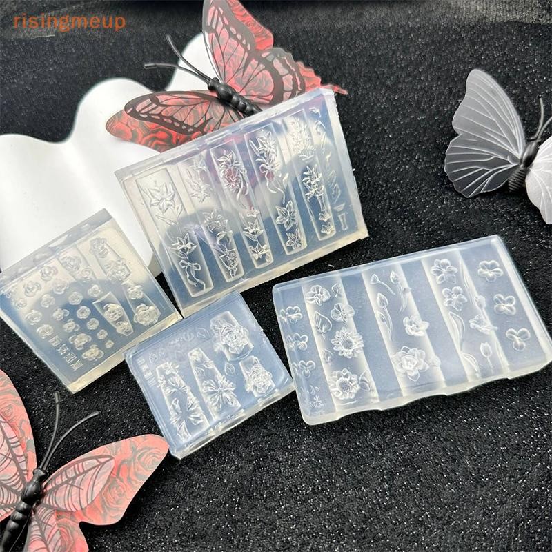 แม่พิมพ์ซิลิโคนรูปดอกไม้การ์ตูนสามมิติ ปั๊มเล็บ DIY สําหรับร้านเล็บ เครื่องมือศิลปะเล็บ