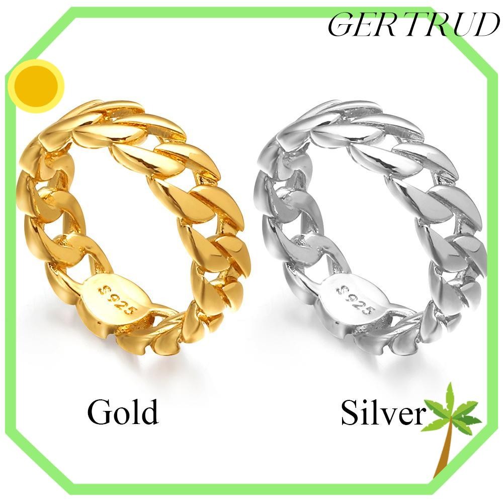 GERTUD Link Chain Ring Silver Color Wedding for Women Men Band Ring