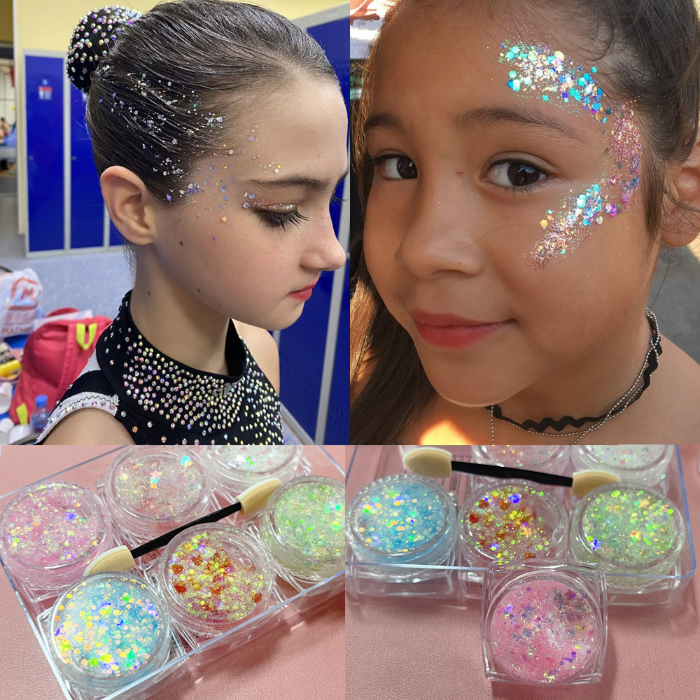 6ชิ้น/แพ็คประดับด้วยเลื่อมเจลอายแชโดว์แววเจลสําหรับเด็กประกายใบหน้าผมร่างกายเล็บ ก ขยะ เจลเลื่อมครีมเทศกาลตกแต่ง