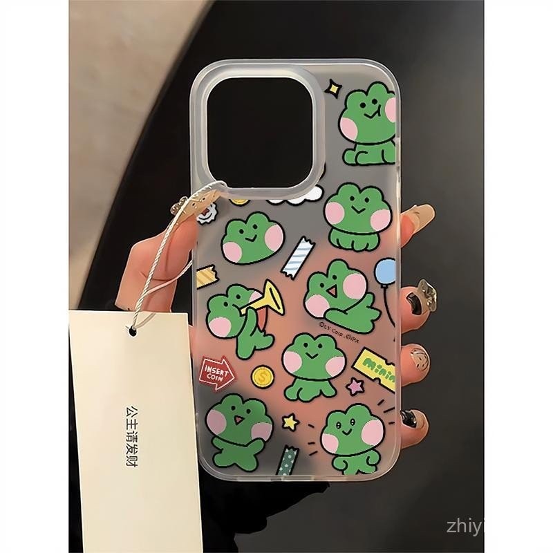 สนุกกบการ์ตูนแฟชั่นน่ารักเคสโทรศัพท์เหมาะสําหรับiPhone 14 15 16 promax 14plus 15pro 13promax 12pro 1