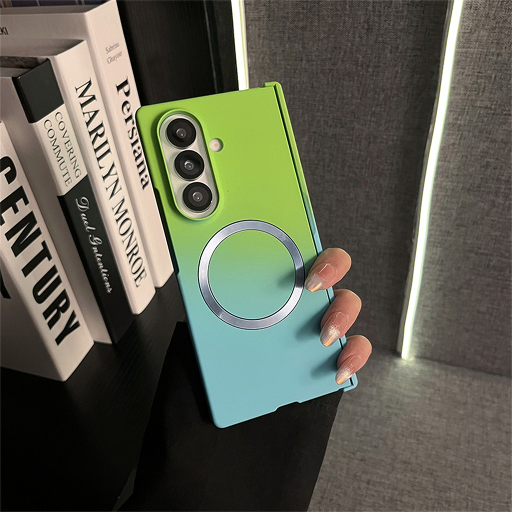 SAMSUNG Fresh Luxury เกาหลีGradientสีแม่เหล็กไร้สายชาร์จเคสโทรศัพท์สําหรับSamsung Galaxy Z Fold7 Zพับ 6 Zพับ 5 Z Fold4 Z Fold3 ฝาครอบ