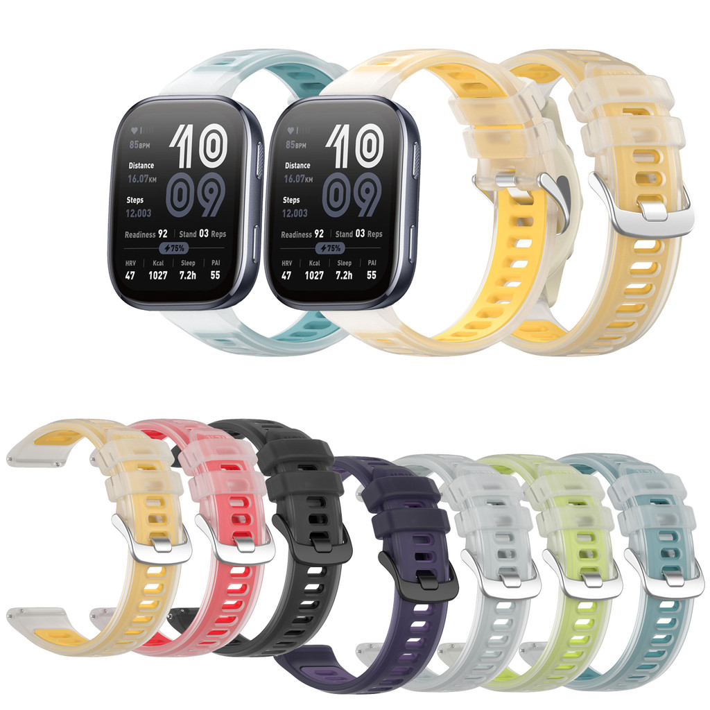 20 มม.22 มม.ซิลิโคนสําหรับ Huami Amazfit Bip6 Bip5 Bip3 Bip 3 5 6 Lite SU Pro Unity Jelly สีอุปกรณ์เสริมเปลี่ยน Band