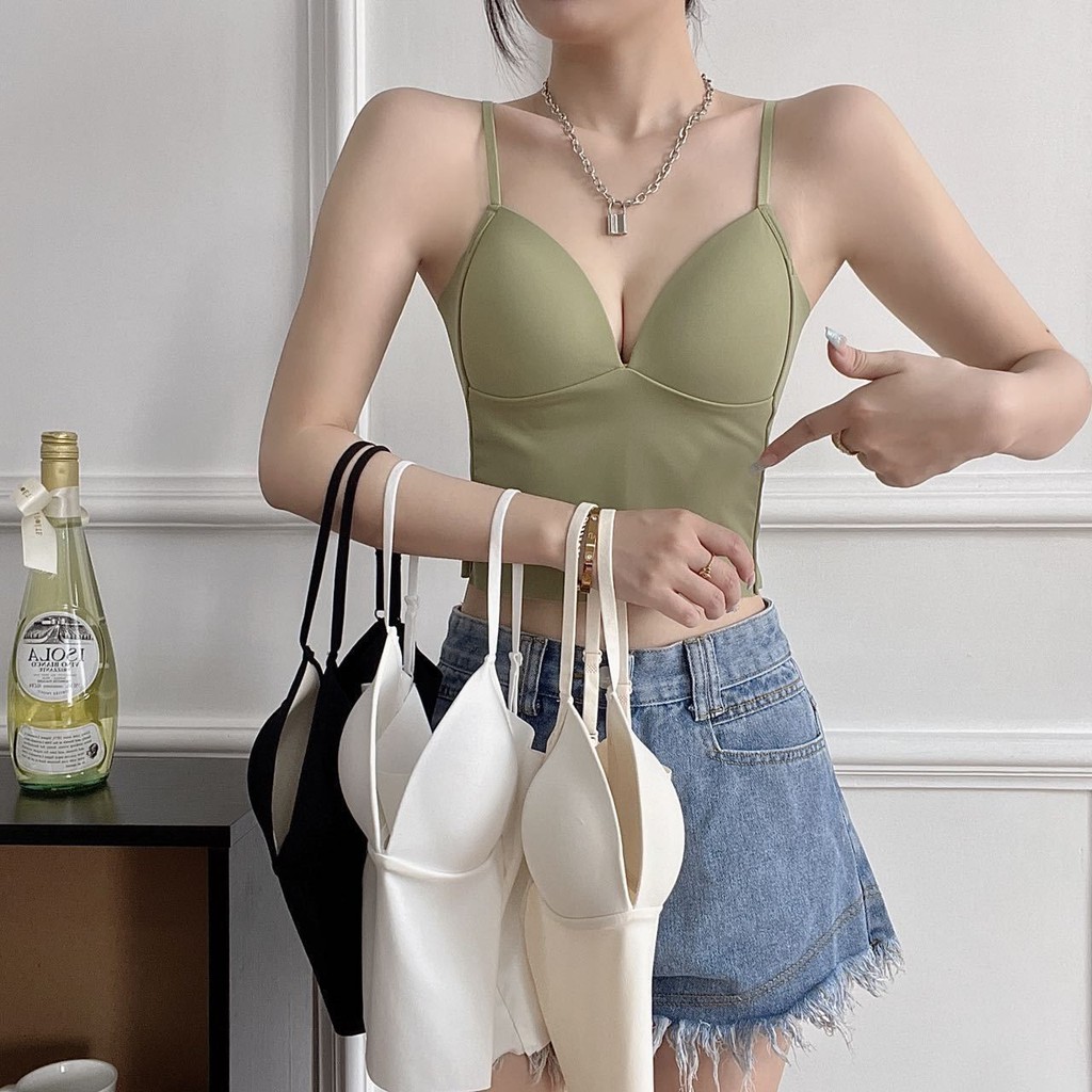 新品现货带胸垫吊带背心女外穿内搭裹胸抹胸学生少女打底修身美背一体内衣liuyanhong111th20250814