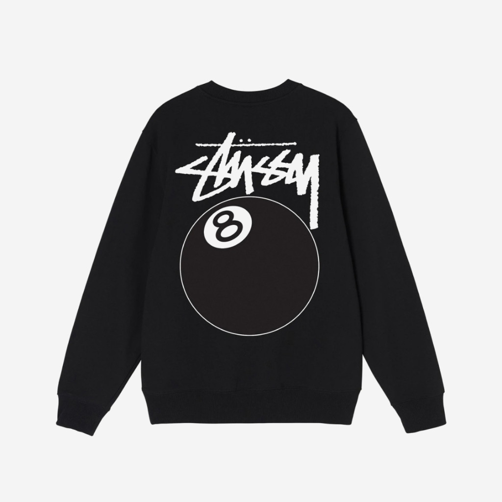 Stussy 8 Ball Crew Ash Heather BALCK แท้ 100%