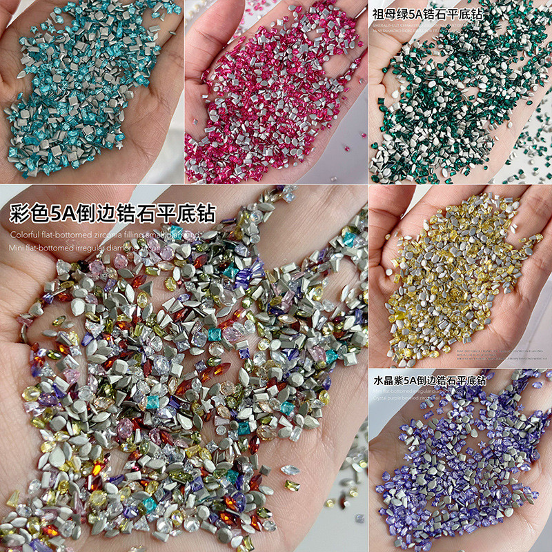 50pcs 5A Zircon Influencer Mini Diamonds Horse Eye K9 เล็บเครื่องประดับ ด้านล่างแบนพิเศษ