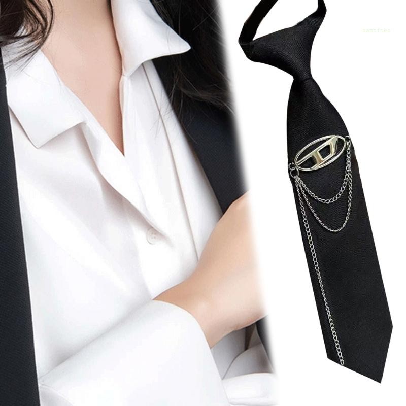 เนคไท Harajuku Punk ปรับขนาดได้ พร้อมโซ่ตัว D วินเทจ สําหรับชุดยูนิฟอร์ม