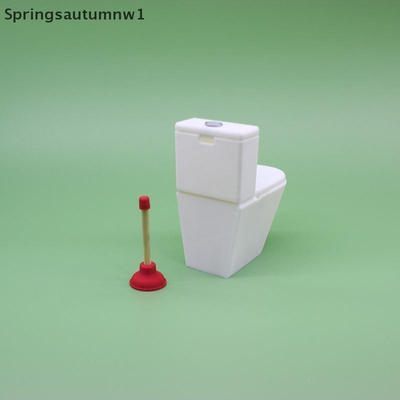 SPR ตุ๊กตาจําลองที่นั่งชักโครกตุ๊กตาวินเทจห้องน้ําห้องน้ําสีขาวบ้านตุ๊กตาขนาดเล็กเด็กแกล้งทําเป็นของ