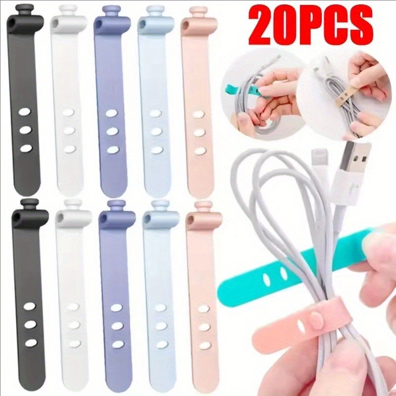 20ชิ้นซิลิโคนสายออแกไนเซอร์นํามาใช้ใหม่ลวด เครื่องม้วน การจัดการสายไฟผูกความยืดหยุ่นสูงสายสําหรับหูฟังชาร์จ ยูเอสบี