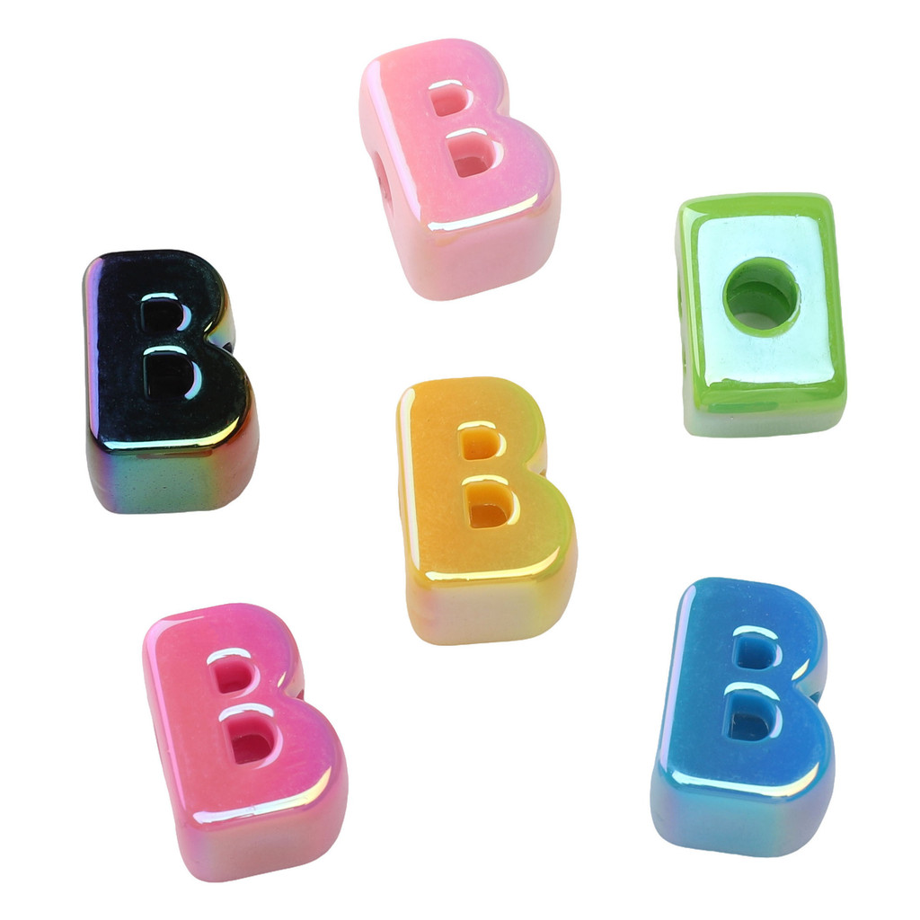 St.kunkka 5Pcs ลูกปัดชุบ UV พร้อมตัวอักษรภาษาอังกฤษ A-Z และสีอะคริลิค สำหรับทำสร้อยคอและสร้อยข้อมือ DIY - รูปที่ 2