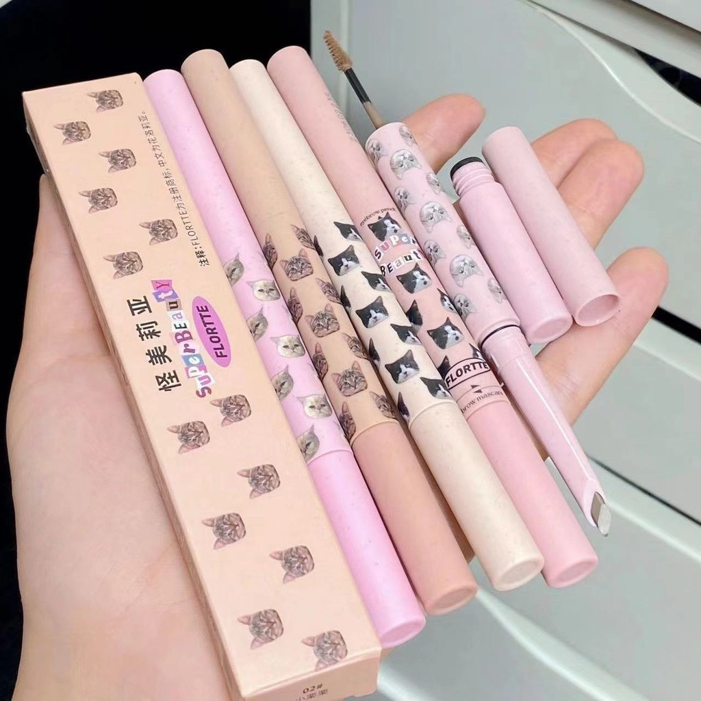 Flortte Eyebrow Pencil Double-Headed Blade Eyebrow Pencil Eyebrow Dyeing Paste Two-In-One Long-Lasting Waterproof Light Color Not Decolorization ดินสอเขียนคิ้วที่มีประโยชน์มาก